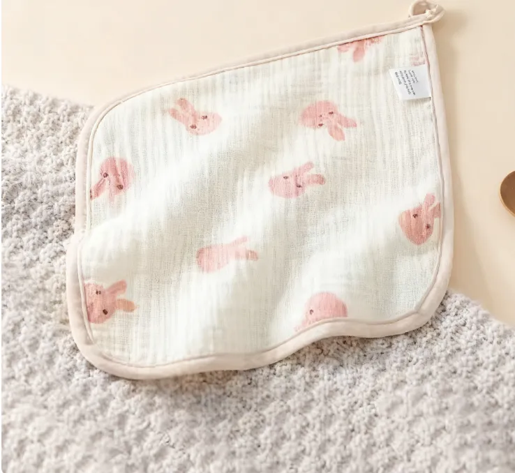 4 层绉布厚实方巾 亲肤不掉絮 日常清洁洗脸擦手常备巾25*25