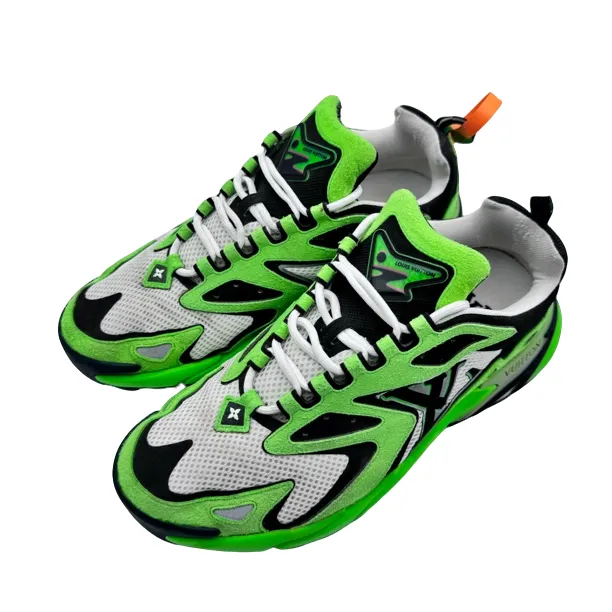 LV/7码41码/绿色网面拼接Runner运动鞋/97新/vv690/时尚潮流潮鞋