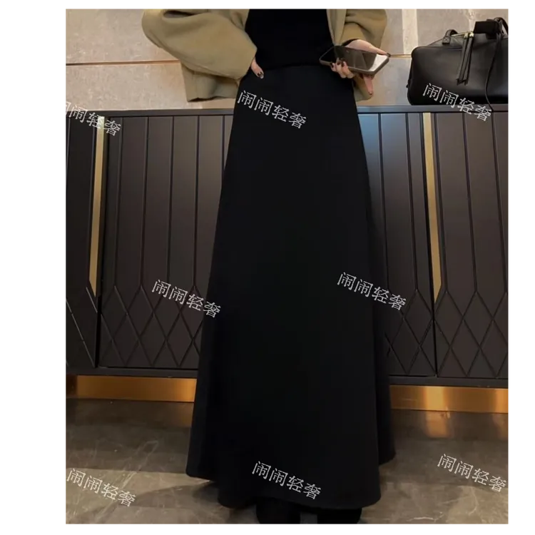 【闹闹专属】高腰醋酸羊毛半身裙气质百搭冬季加厚款法式长裙