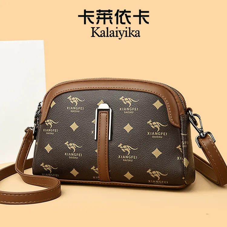 时尚印花女包单肩包新款休闲包百搭小方包中年妈妈贝壳斜挎手机包