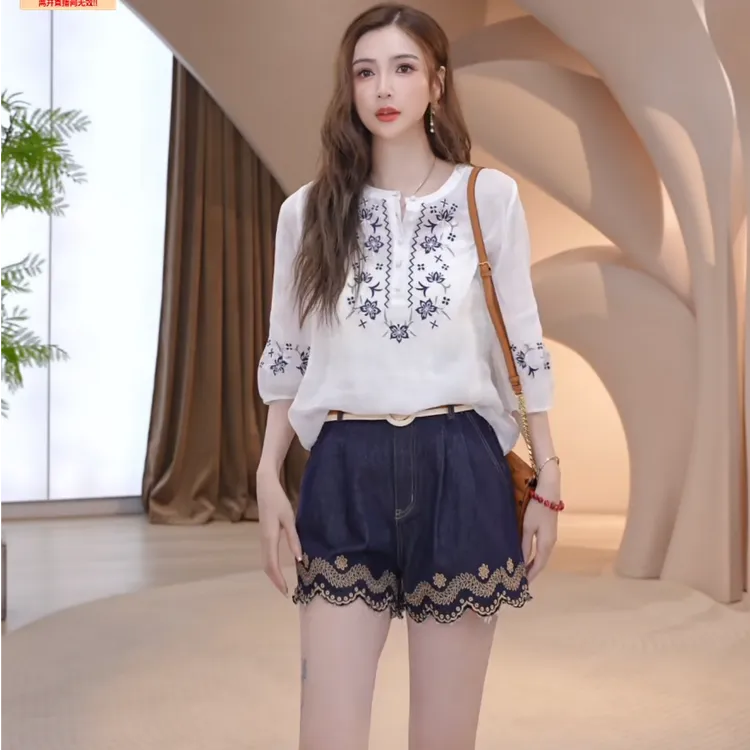 COCO BECCI【白栀】100%苎麻遮肉显瘦时尚休闲衬衫CFLJB312041