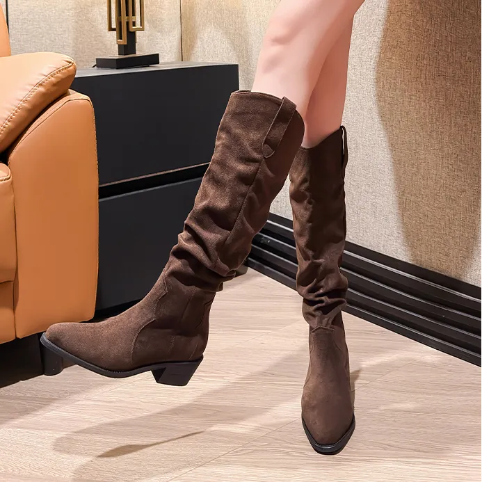 真的好冷我需要保暖好物堆堆长筒靴显瘦显腿长骑士靴尖头不过膝