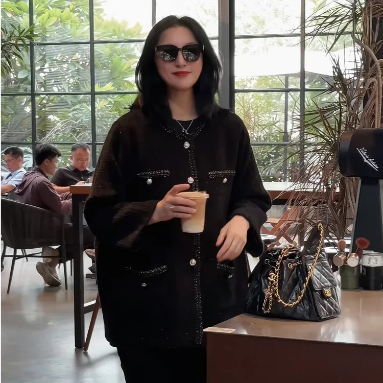 【娜姐小香风8102款】巴瑟大码女装700克宽松显瘦百搭潮流长袖外套