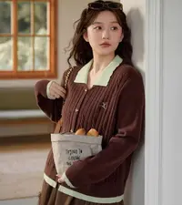 2025春秋新款大码女装假两件针织衫宽松显瘦拼接设计感上衣女733