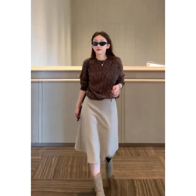 MARIE.COCO秋冬韩系轻奢穿搭复古感针织衫上衣高级半身裙气质套装