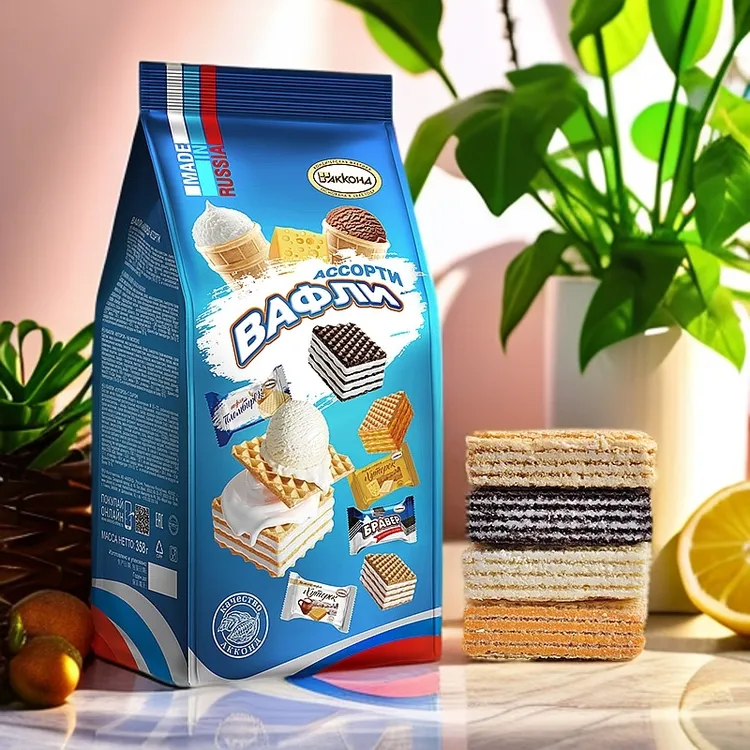 俄罗斯阿孔特混合多味威化饼干冰淇淋菲利莫358g袋装独立包装进口