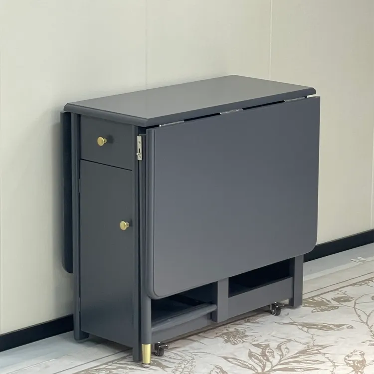 可折叠灰木折叠餐桌家用实木可伸缩折叠饭桌小户型现代简约长方形