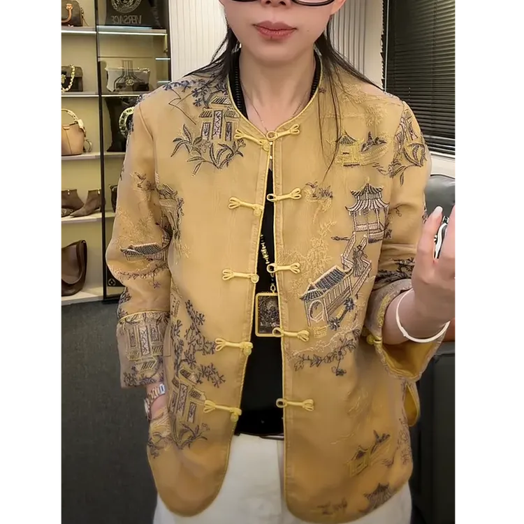 重工刺绣亭台楼阁国风防晒外套#898