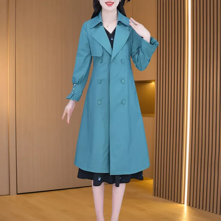 拉夏贝尔杭州意法风衣外套女款2025新款春秋今年流行贵夫人中长款