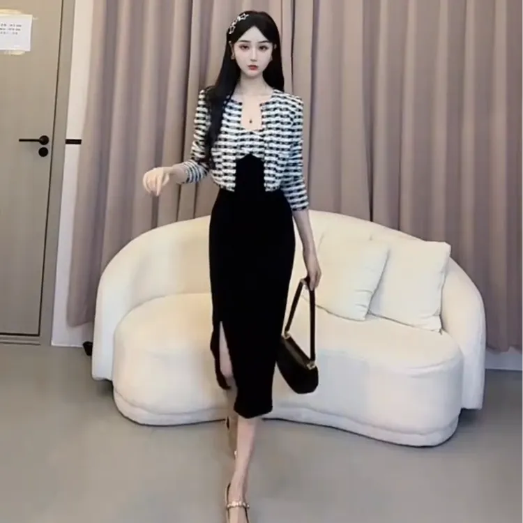 【小米】秋季轻熟法式两件套小香风名媛显瘦连衣裙YYMZQ52685