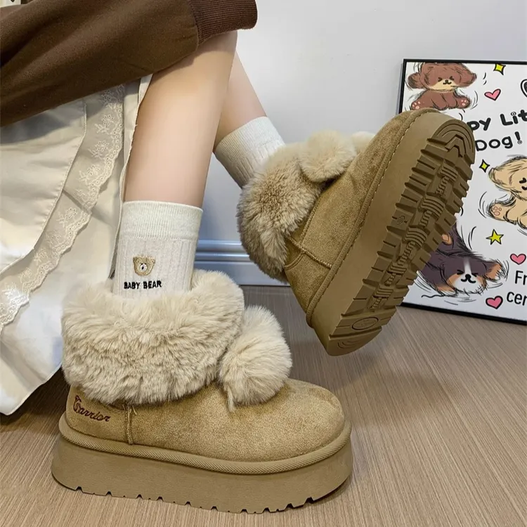回力保暖美拉德色雪地靴女2025冬季新款厚底加绒棉鞋外穿防滑短靴商品图