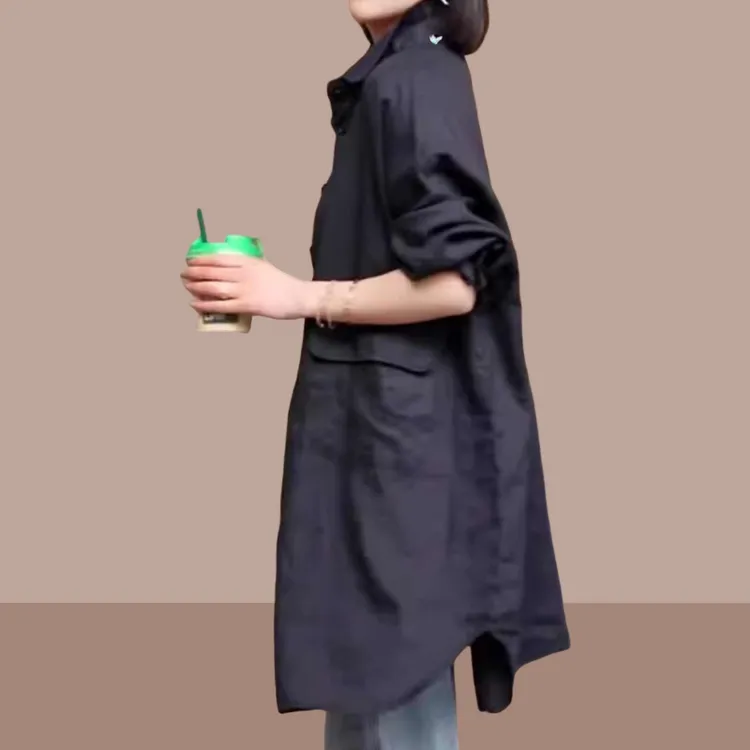 春秋大码外套女2025新款时尚洋气宽松休闲显瘦中长款衬衫上衣爆款