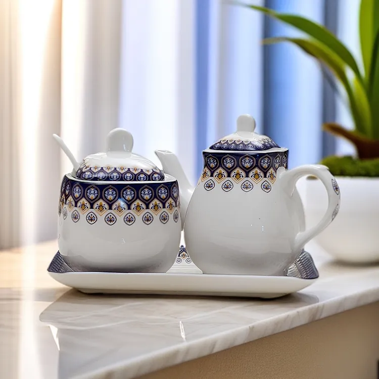 调料三件套醋壶辣子罐家用简约陶瓷欧式轻奢高档带盖创意