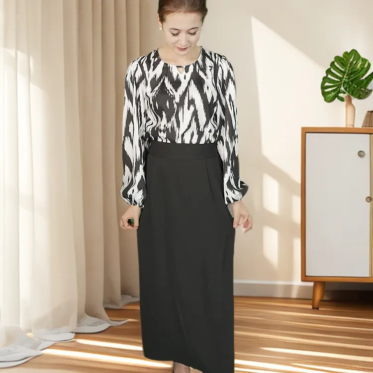 Atlas艾德莱斯花纹衬衫裙子上下休闲两件套夏季气质