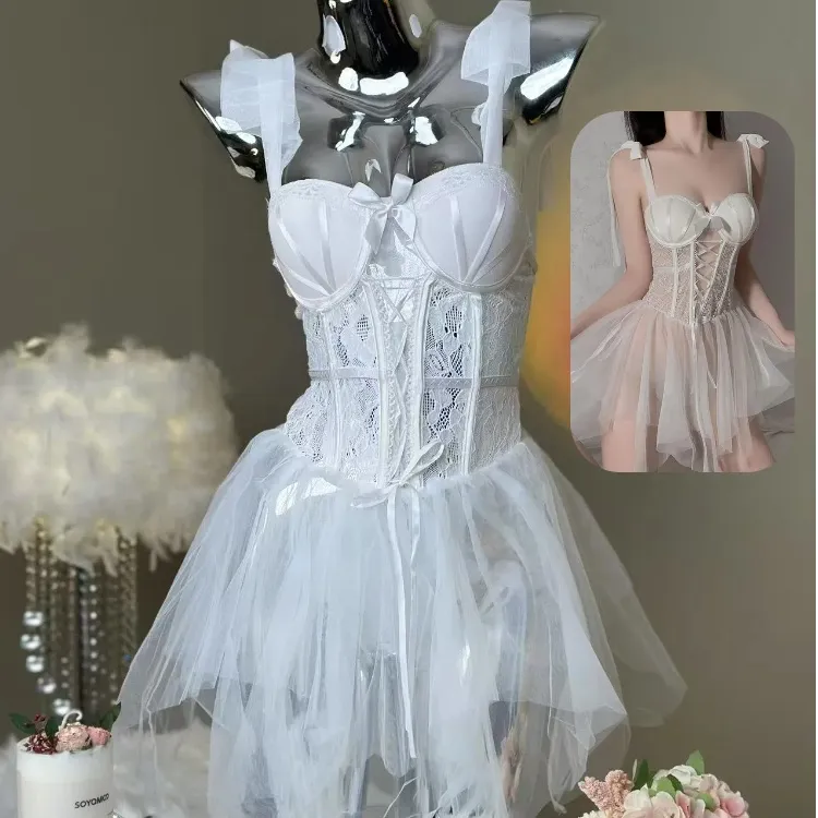 【情蜜】纯欲天使 鱼骨胸衣收腰系带吊带蓬蓬裙可爱纯欲蕾丝轻奢