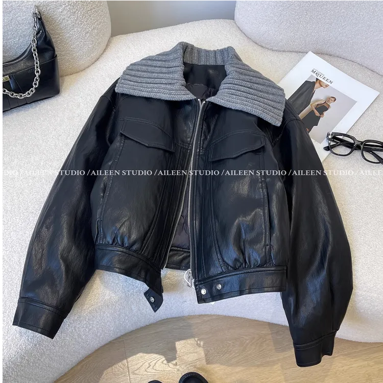 设计感女装短款2025秋冬季新款通勤加厚保暖内胆皮衣夹克外套上衣