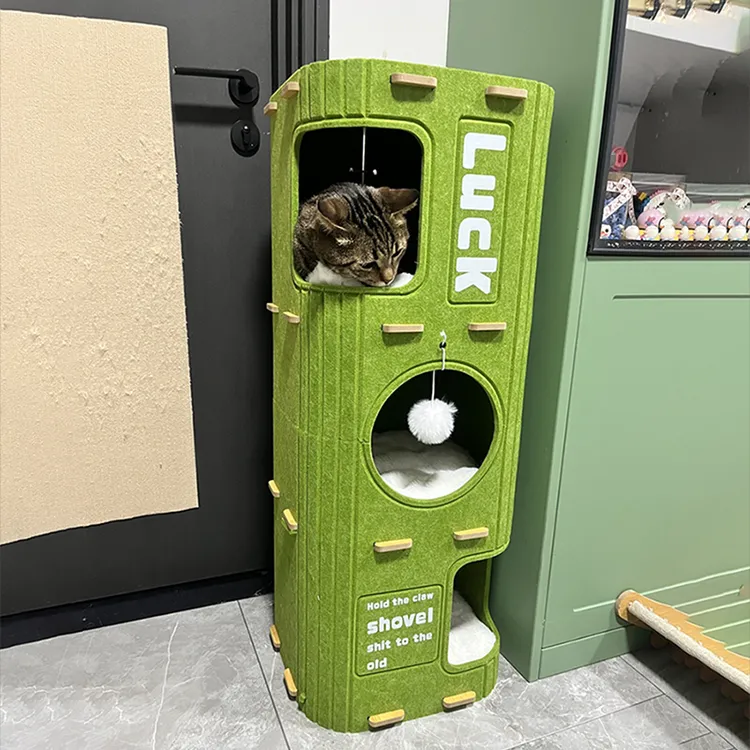 猫窝上下两层猫抓窝猫爬架猫咪安全感家用四季通用宠物猫床毛毡gh