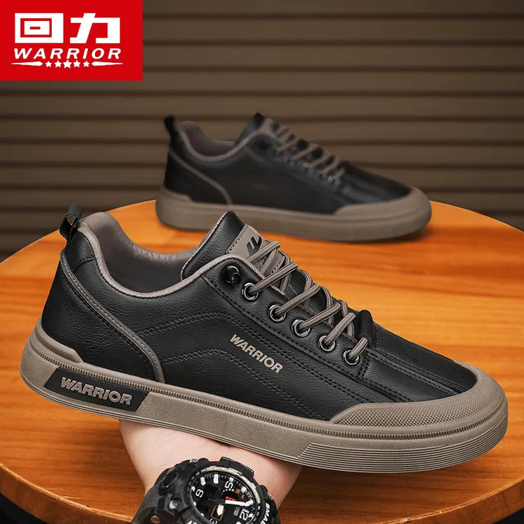 回力男鞋冬季2025新款一脚蹬男士休闲平底板鞋皮面防滑百搭运动鞋