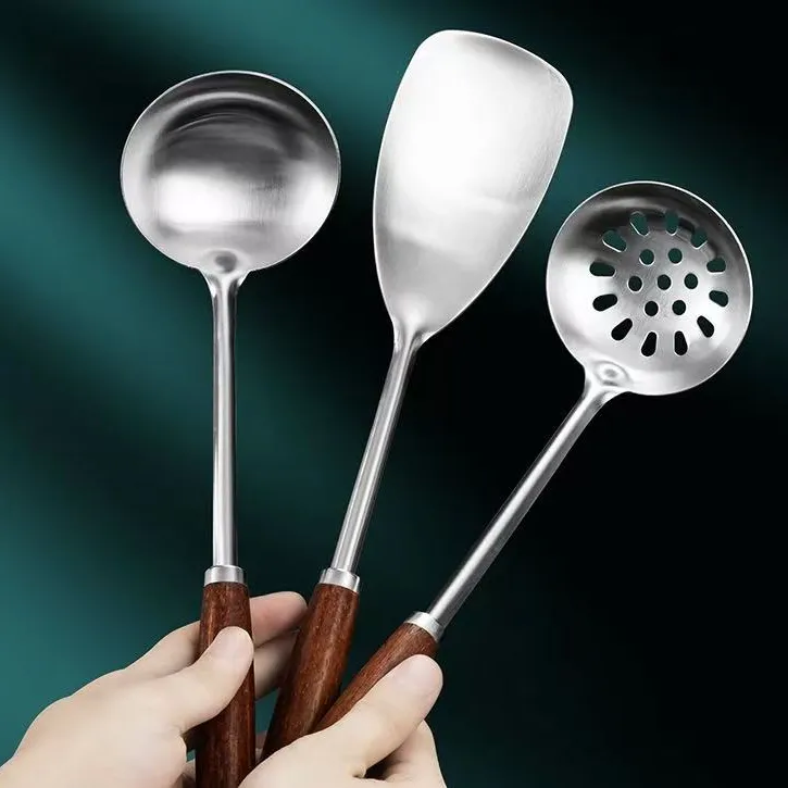 （三件套）不锈钢锅铲汤勺漏勺厨具3件套木柄防烫铲子