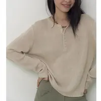 hd【长袖系列】柔软棉线 温暖亲肤性佳 半开衫简约百搭长袖 soinku