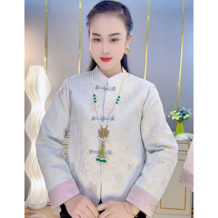 【媞媞专属】新中式提花立领女短款修身型重工百搭时尚气质加棉外套