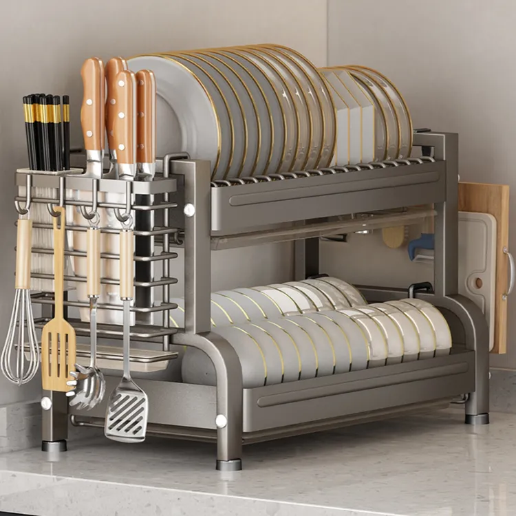 家用收纳架沥水架多功能收纳盒筷子家用多层碗盘收纳置物架碗架