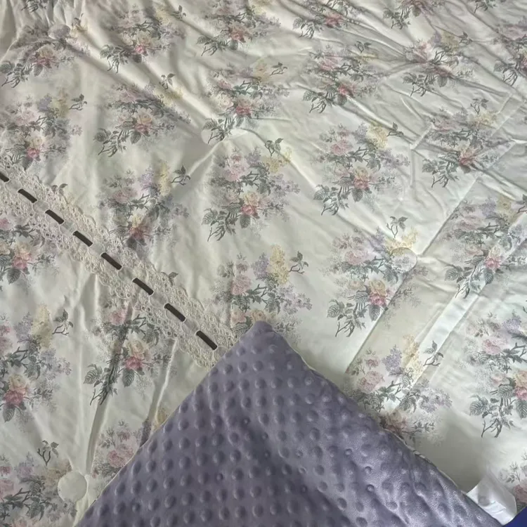 高克重豆豆绒可机洗加厚夹棉印花豆豆被春秋被单人