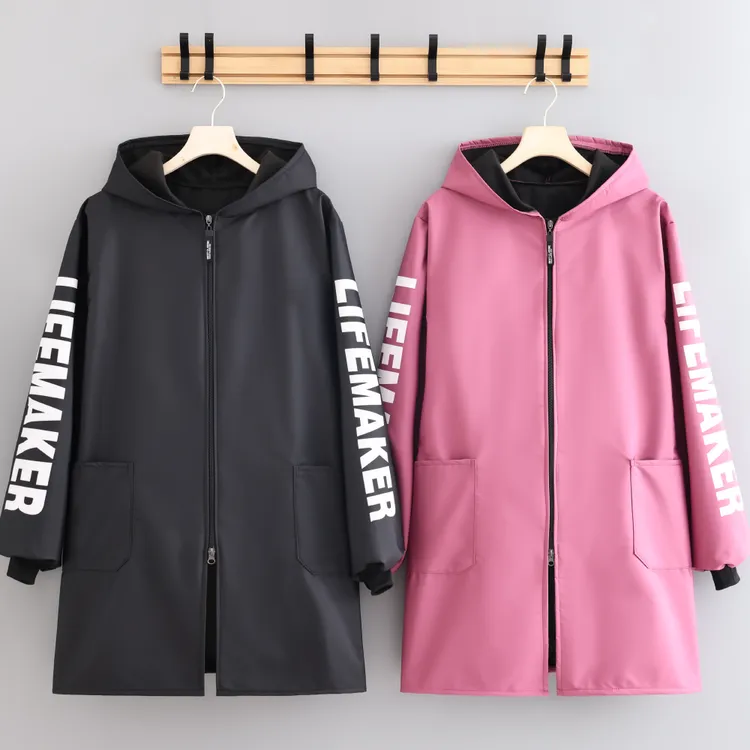 保暖冬季加绒加厚长袖围裙外穿防水御寒工作服可定制成人连帽罩衣