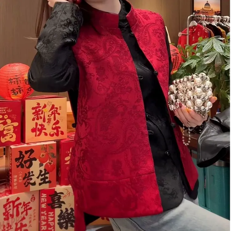 双面穿马甲女款外穿时尚新中式马夹设计感万能百搭小马甲07888