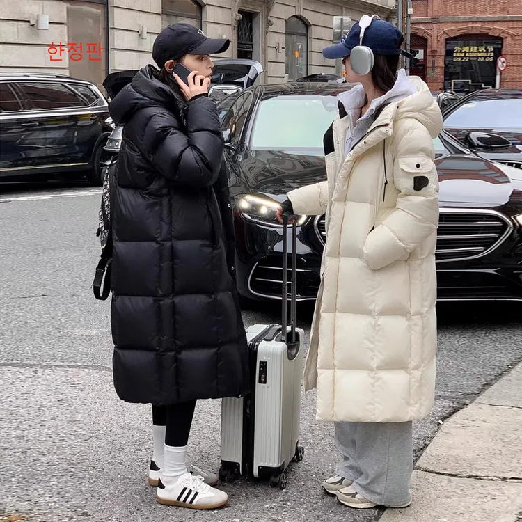 601冬季大被子加厚长款宽松时尚黑金面包服连帽防风复古过膝