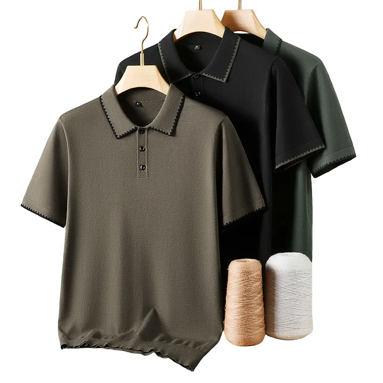 大码男士时尚轻奢加肥加大商务休闲短袖针织POLO衫翻领透气潮流FP