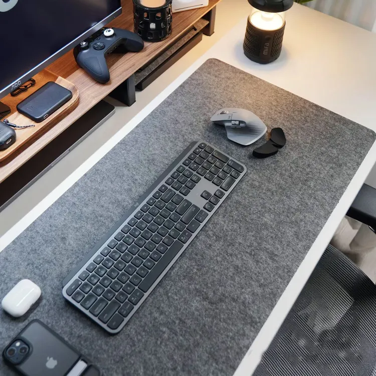滴塑防滑毛毡超大号电脑键盘垫简约高级感通用桌垫办公桌垫高级感