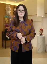 【深圳霞姐】秋季上新大码女装国风提花长袖外套