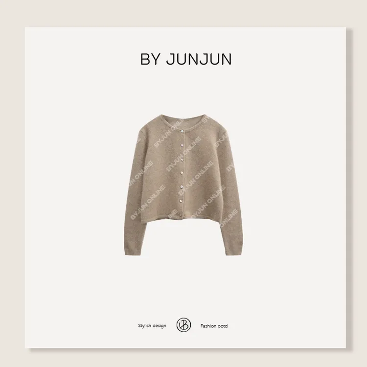 BYJUNJUN【燕麦奶】羊毛开衫秋冬极简风软糯百搭针织衫