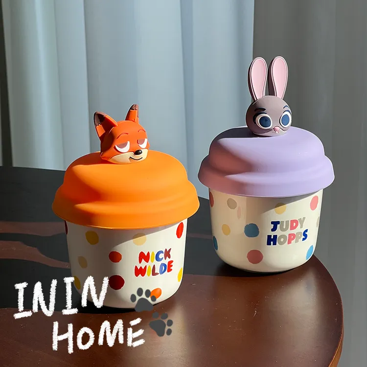 ININHOME疯狂动物城联名陶瓷可爱马克杯带盖情侣咖啡杯生日礼物YM