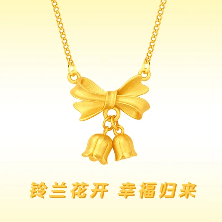 铃兰花吊坠超仙蝴蝶结项链女ins网红设计感锁骨链