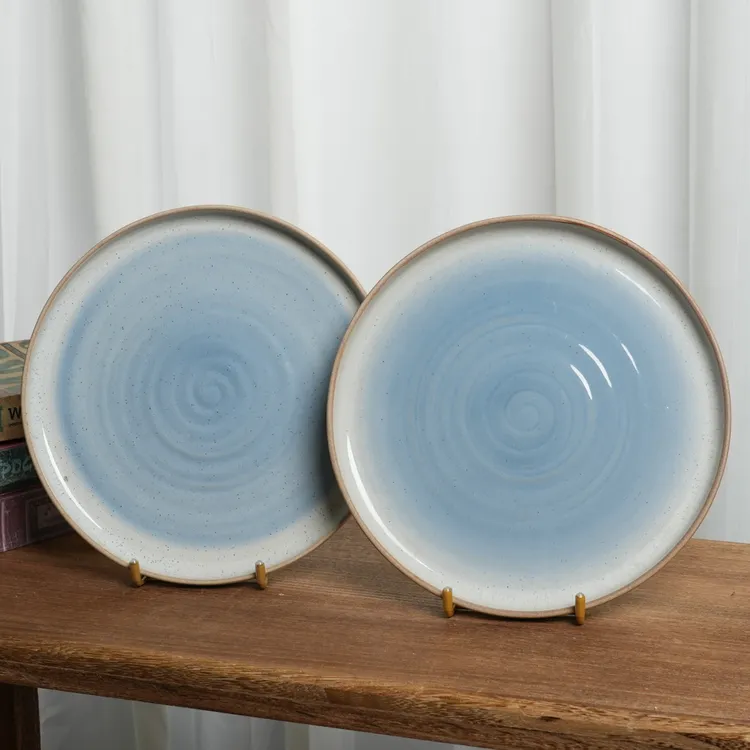 【瑕疵】陶瓷盘子家用窑变复古平盘M4D
