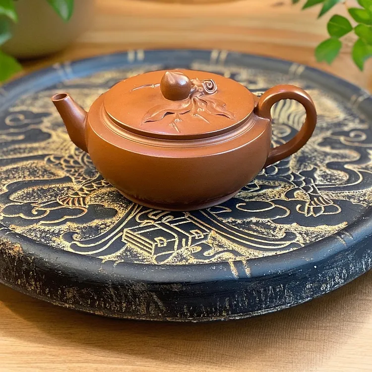 大蕴汉瓦桃子壶复烧款180cc手工坭兴陶泡茶壶高端茶具茶器功夫茶