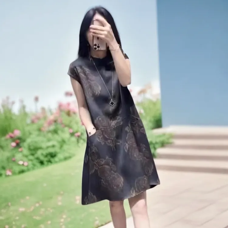 洋气夏季新款宽松显瘦气质时尚印花裙子网红洋气炸街女装衣服甜美