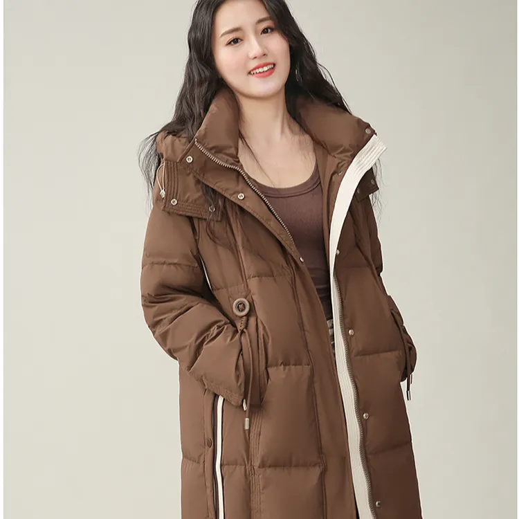 9806连帽长款韩版轻奢休闲冬季高绒加厚女士保暖