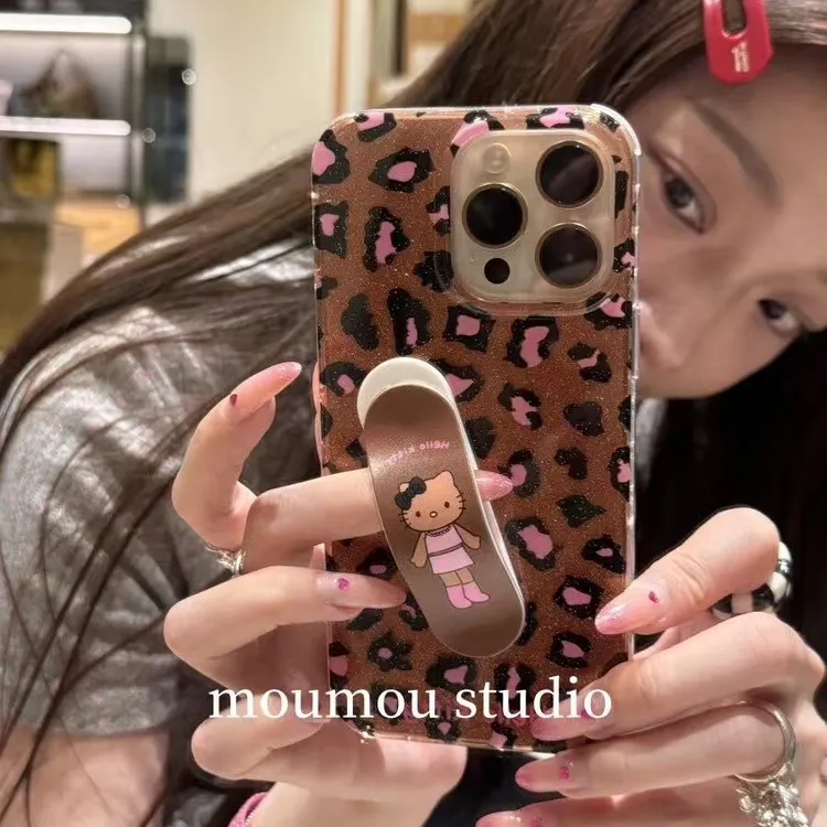 诚星泽豹纹长腿kt猫适用苹果16PROMAX手机壳华为OPPO小米VIVO新款