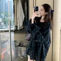루루가− （miu里miu气）韩国东大门2025早春波点衬衫➕蕾丝裤子两件套装