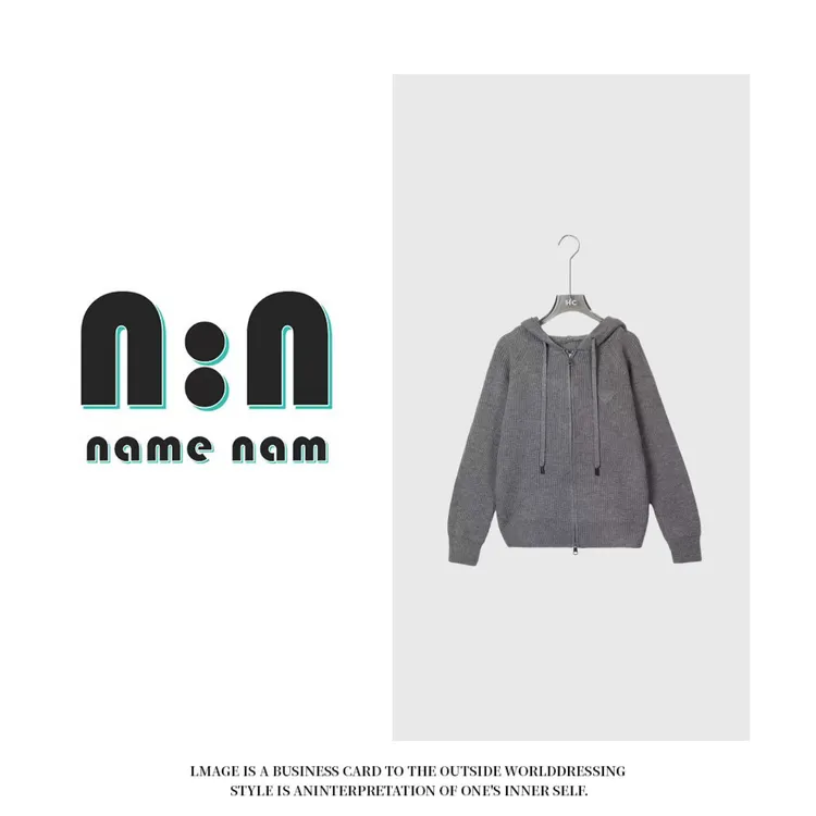 经典三角标帽衫针织衫开衫连帽卫衣女5587