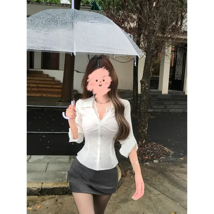 【北岛情书】纯欲辣妹风衬衣秋季新品通勤高腰显瘦半裙套装两件套女