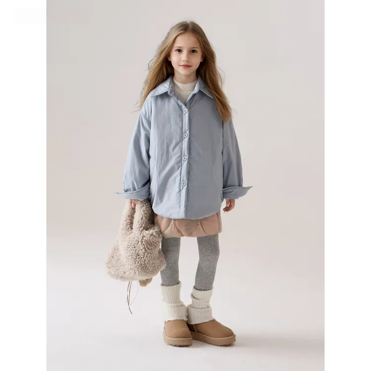 女童冬装超好看套装2025新款冬季女孩夹棉加厚马甲衬衫裙子三件套