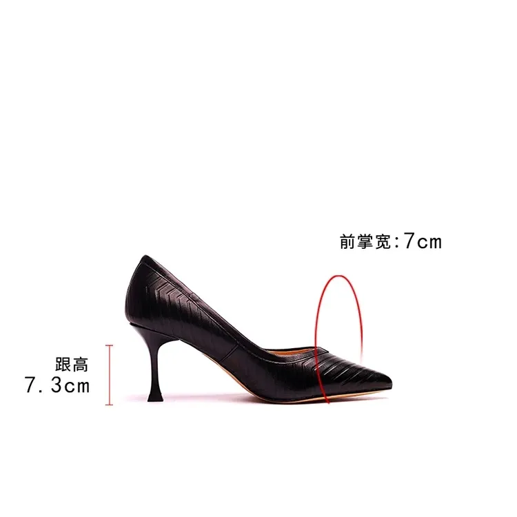 VME/舞魅春夏新款尖头通勤优雅细跟一脚蹬7.3CM羊皮女鞋VS23C7094