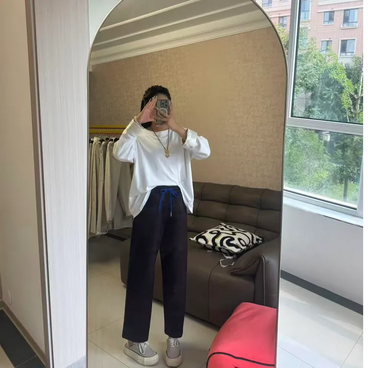 宽松休闲立体裁剪针织秋季弯刀休闲裤秋冬款