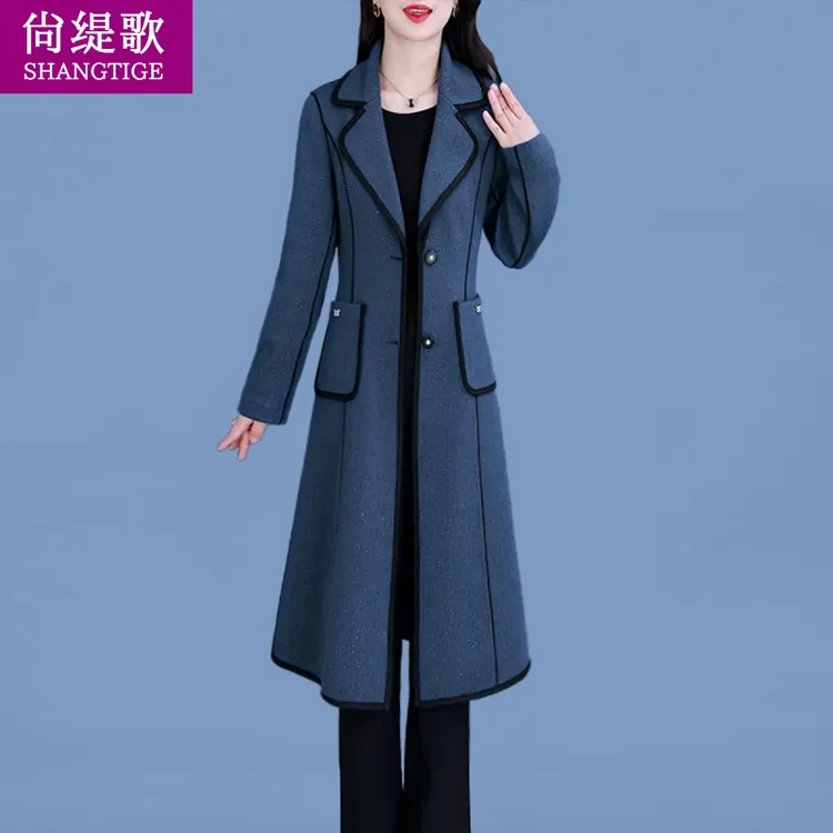 【尚缇歌】双面穿红色小香风毛呢外套女士2025新款秋冬中长妈妈装