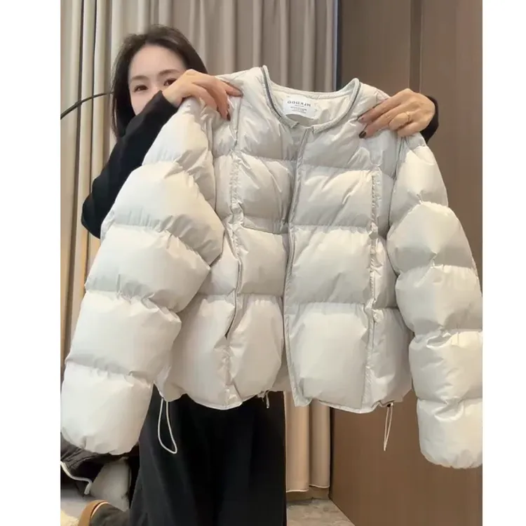 2025冬季高级感圆领棉服女装爆款时尚洋气保暖宽松加厚短款外套