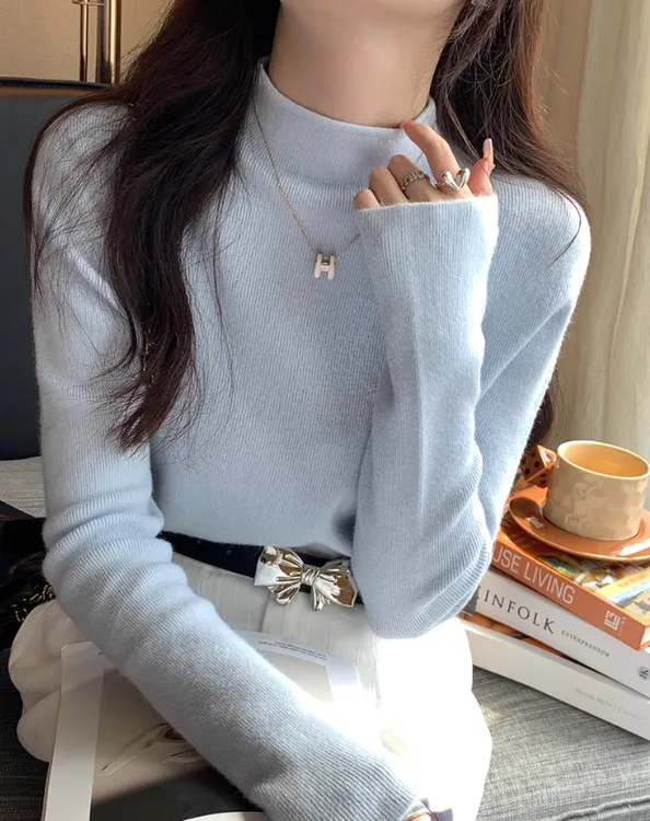 半高领打底衫女秋冬2025新款洋气针织内搭灰色毛衣早秋高级感上衣